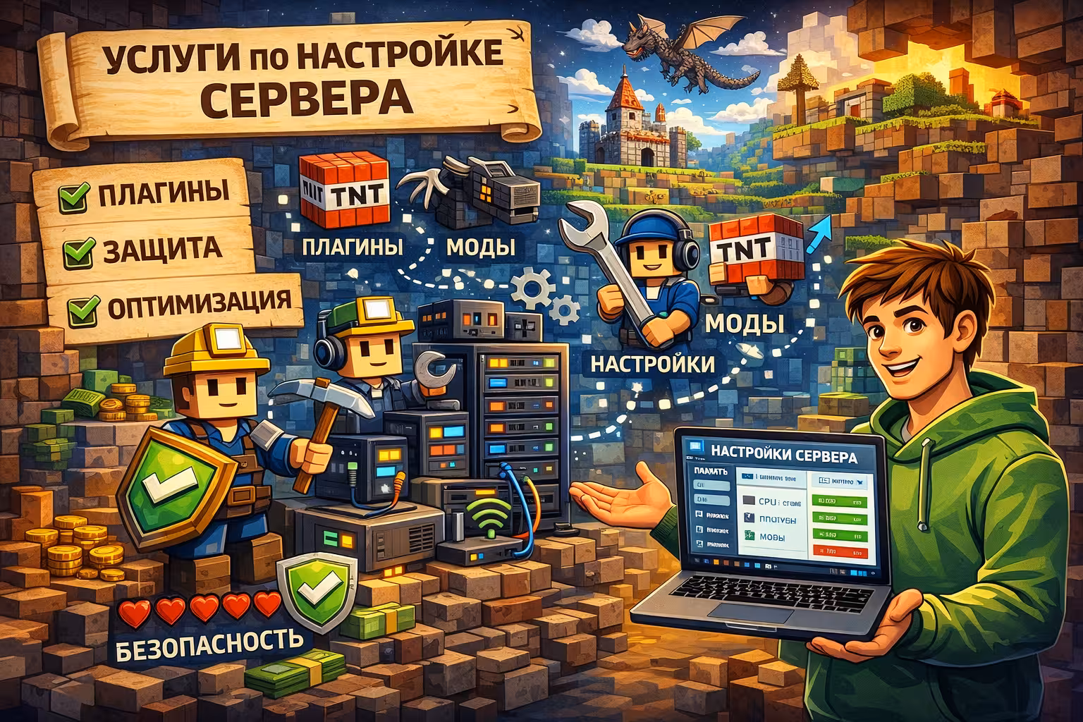 Услуги разработки серверов Майнкрафт